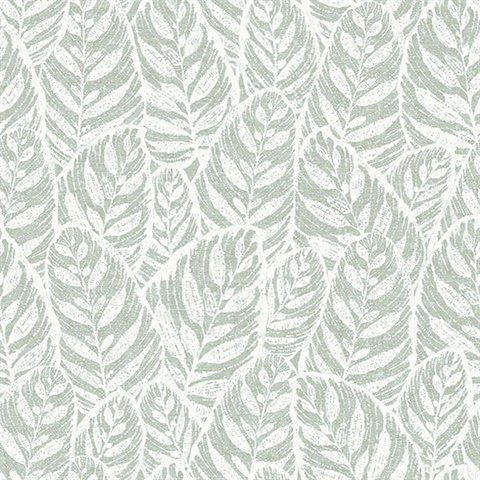 Scott Living Del Mar Sage Leaf Non Woven Unpasted Wallpaper