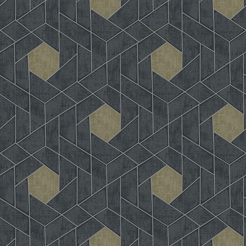 Scott Living Granada Charcoal Geometric Non Woven Unpasted Wallpaper