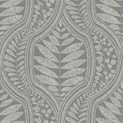 Scott Living Juno Dark Grey Ogee Non Woven Unpasted Wallpaper