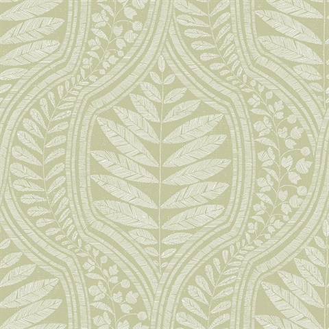 Scott Living Juno Green Ogee Non Woven Unpasted Wallpaper