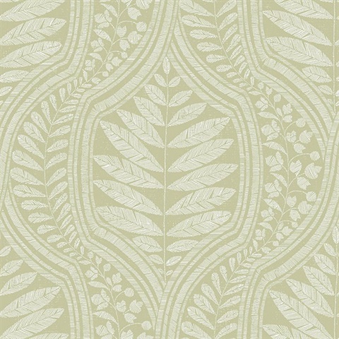 Scott Living Juno Green Ogee Non Woven Unpasted Wallpaper