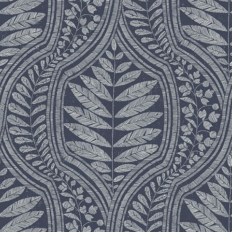 Scott Living Juno Indigo Ogee Non Woven Unpasted Wallpaper