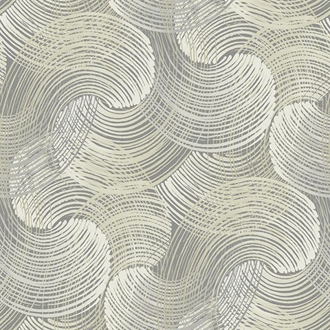 Scott Living Karson Grey Swirling Geometric Non Woven Unpasted Wallpap