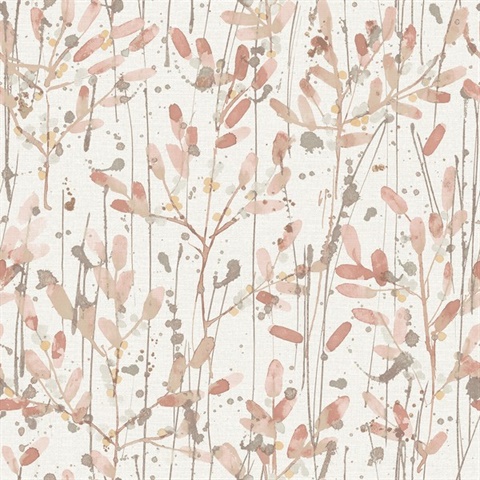 Scott Living Leandra Coral Floral Trail Wallpaper