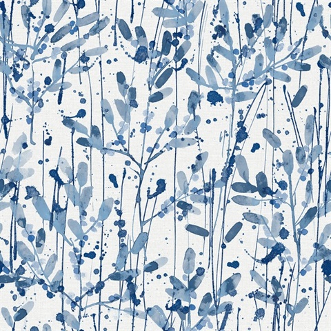 Scott Living Leandra Indigo Floral Trail Wallpaper