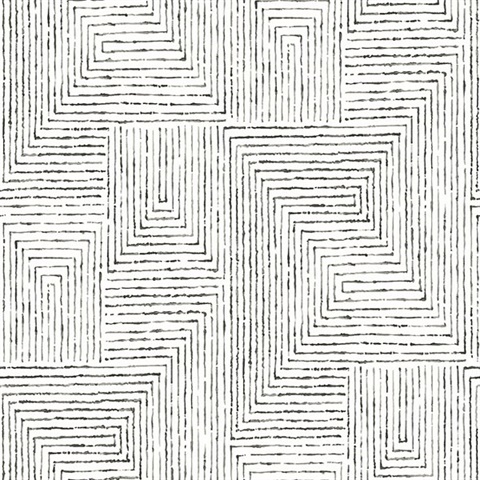 Scott Living Merritt Black Geometric Non Woven Unpasted Wallpaper