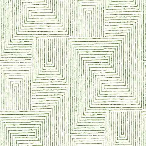 Scott Living Merritt Green Geometric Non Woven Unpasted Wallpaper
