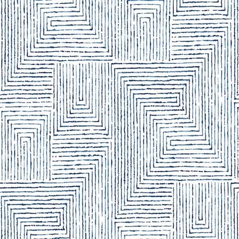 Scott Living Merritt Indigo Geometric Non Woven Unpasted Wallpaper