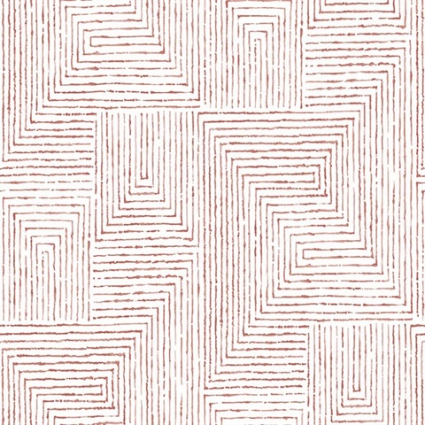 Scott Living Merritt Red Geometric Non Woven Unpasted Wallpaper