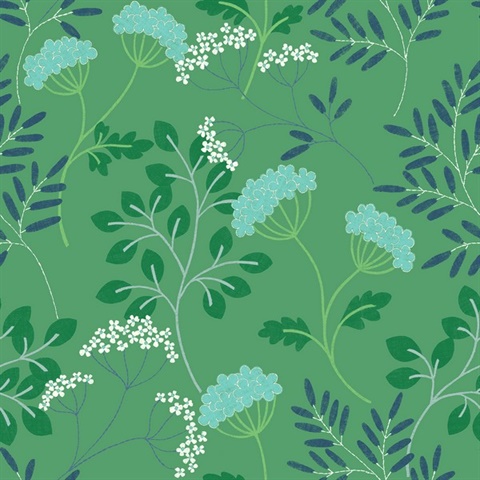 Scott Living Sorrel Green Botanical Leaf Wallpaper