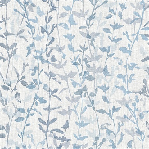 Scott Living Thea Blue Floral Trail Non Woven Unpasted Wallpaper