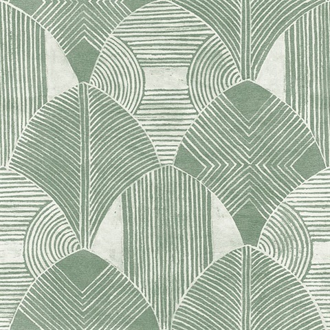 Scott Living Westport Green Geometric Non Woven Unpasted Wallpaper