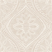 Scout Blush Textured Stitch Floral Ogee Wallpaper