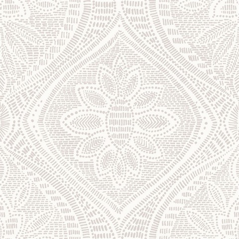 Scout Lavender Textured Stitch Floral Ogee Wallpaper