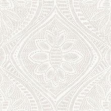 Scout Lavender Textured Stitch Floral Ogee Wallpaper
