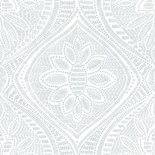 Scout Light Blue Textured Stitch Floral Ogee Wallpaper