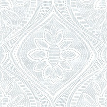 Scout Light Blue Textured Stitch Floral Ogee Wallpaper