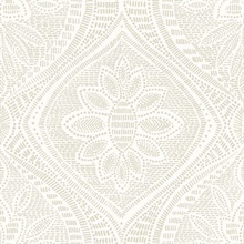 Scout Light Grey Textured Stitch Floral Ogee Wallpaper