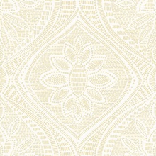Scout Light Yellow Textured Stitch Floral Ogee Wallpaper