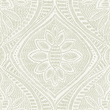 Scout Moss Textured Stitch Floral Ogee Wallpaper