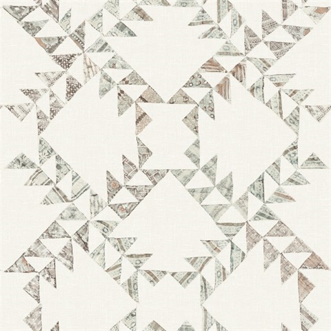 Scrap Quilt Light Brown Southwest Wallpaper