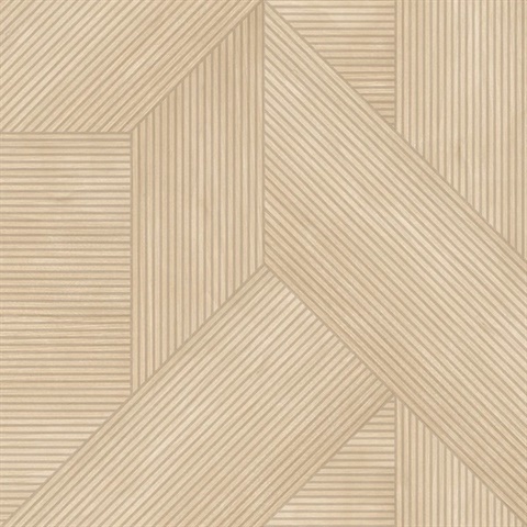 Sculpted Chevron Wood Panels Beige Wallpaper