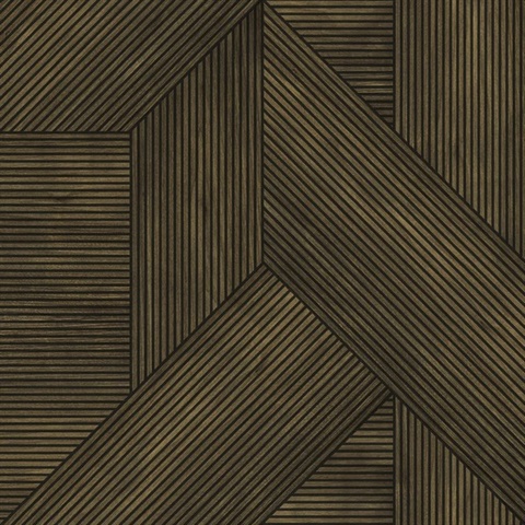 Sculpted Chevron Wood Panels Brown Wallpaper