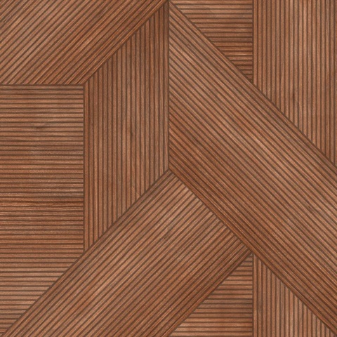 Sculpted Chevron Wood Panels Red Wallpaper