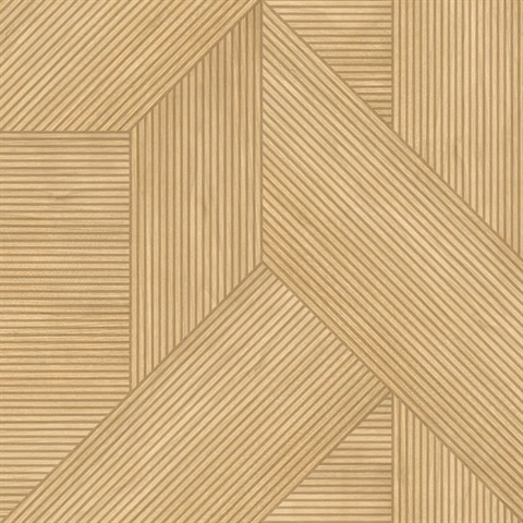 Sculpted Chevron Wood Panels Tan Wallpaper