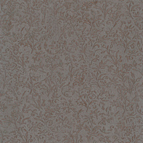 Sculpted Floral Copper Relief Wallpaper