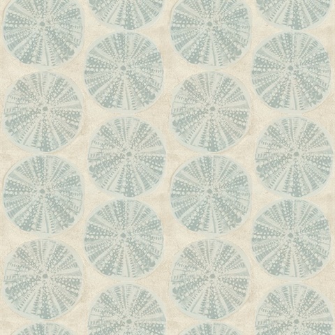 Sea Biscuit Aqua Sand Dollar Trellis Wallpaper