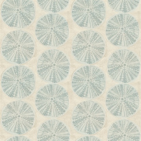 Sea Biscuit Aqua Sand Dollar Trellis Wallpaper