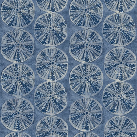 Sea Biscuit Blue Sand Dollar Trellis Wallpaper
