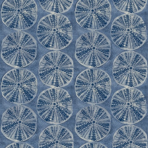 Sea Biscuit Blue Sand Dollar Trellis Wallpaper