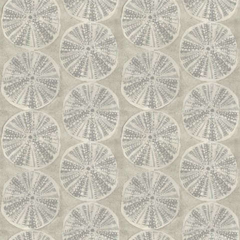 Sea Biscuit Grey Sand Dollar Trellis Wallpaper