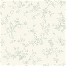 Seafoam French Nightingale Seafoam Bird Trail Wallpaper