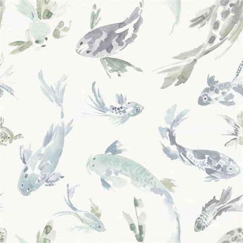 Seafoam Koi Fish Wallpaper