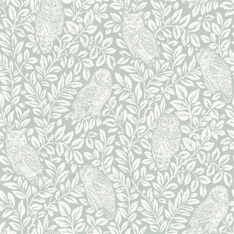 Seafoam Parliament Seafoam Owl on Leaf Wallpaper