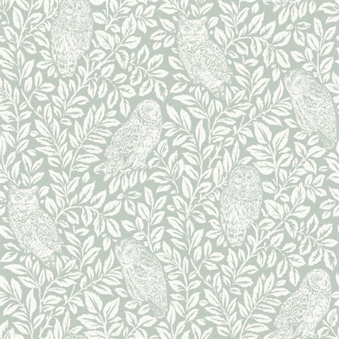 Seafoam Parliament Seafoam Owl on Leaf Wallpaper