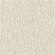 Seaweed Beaded Branches Glitter Texture Leaf Beige Wallpaper