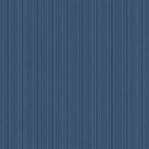 Sebasco Denim Vertical Pinstripe Textured Wallpaper