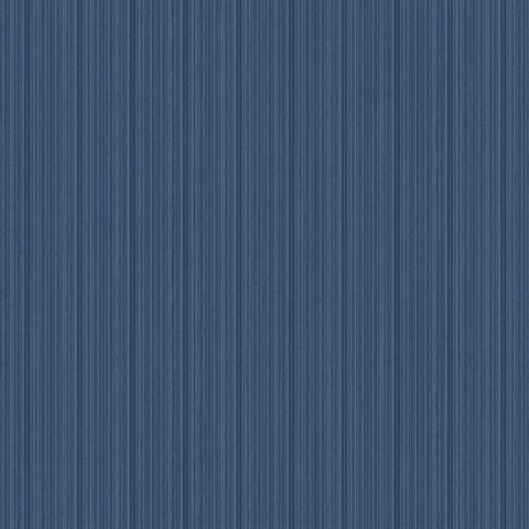 Sebasco Denim Vertical Pinstripe Textured Wallpaper