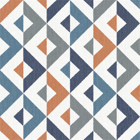 Seesaw Multicolor Geometric Tribal Faux Linen Wallpaper