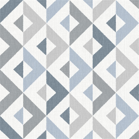 Seesaw Slate Geometric Tribal Faux Linen Wallpaper