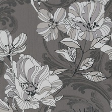Selene Silver Mucha Floral Wallpaper