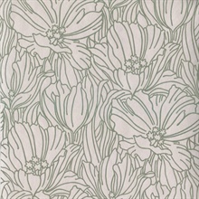 Selwyn Flock Sage Textured Velvet Flock Floral Wallpaper
