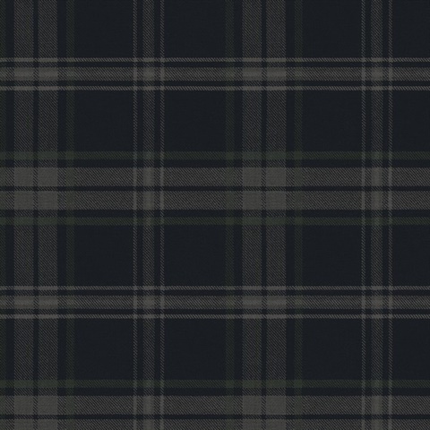 Sennehill Plaid Dark Blue & Evergreen Peel and Stick Wallpaper