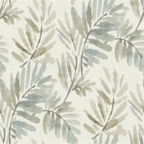 Serenade Aqua Ferns Wallpaper