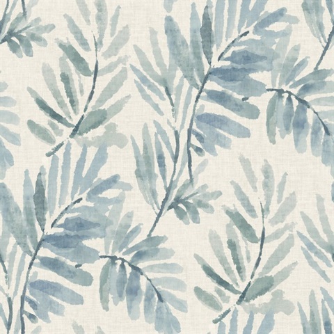Serenade Blue Ferns Wallpaper