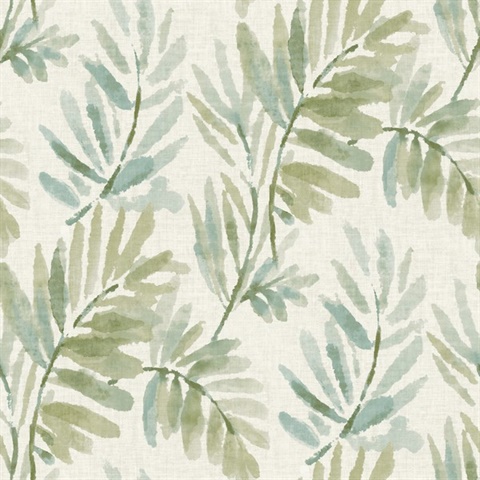 Serenade Sea Green Ferns Wallpaper